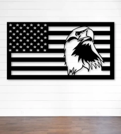 American Eagle Flag Cut Metal Sign, Metal Sign Art Home Decor