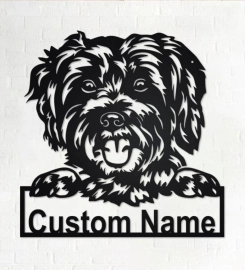 Custom Schnoodle Dog Metal Wall Art, Personalized Schnoodle Dog Name Sign Decor