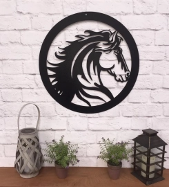 Elegant Horse Head Gate Entrance Metal Sign Wall Decor, Metal Sign Outdoor