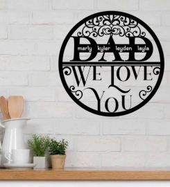 Gift For Dad Custom Family Name Metal Sign, Personalized Monogram Wall Metal Art