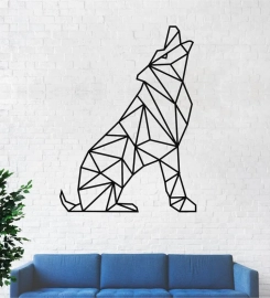 Metal Wall Art, Metal Wolf Decor, Geometric Wolf Sign, Interior Decor