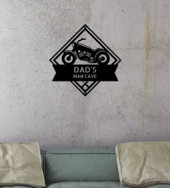 Personalized Motorcycle Biker Indoor Outdoor Steel Wall Sign, Cut Metal